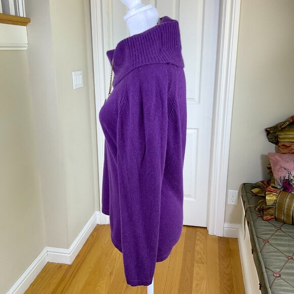 Lord & Taylor Sweater Cashmere Cowl Turtleneck Long Sleeve Purple (M) - Picture 2 of 6